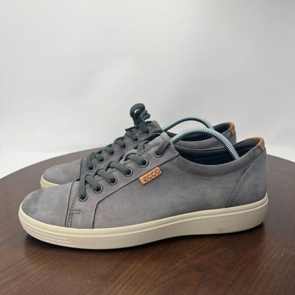 Ecco‎ Soft 7 Men's Shoes 41 / 7 Gray Leather Casual Lace Up Sneakers 43000402244
